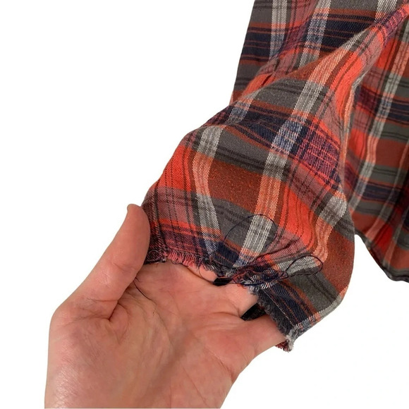 Hartel Fred Segal Flannel Shirt Womens Medium Long Sleeve Button Down Top Red - Picture 8 of 13